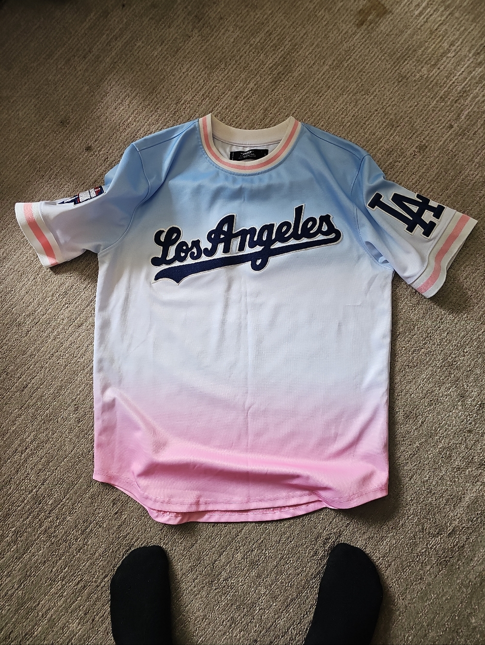 Men's Los Angeles Dodgers Pro Standard Blue/Pink Ombre T-Shirt - LARGE